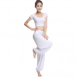 Best Yoga Apparel Sexy Yoga Pant  Gym Clothes Dance Outfit Fitness Suit White
