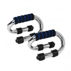 Chrome Plated Practical Pair of S Push Up Bars For Home Fitness, Black&Blue